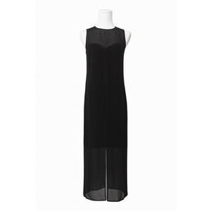 Kensie Black Sheer Formal Overlay Dress with Slip and illusion neckline– Size 4